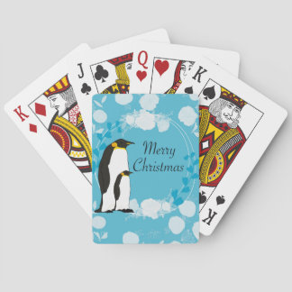fröhliche Weihnachten, Weihnachten, Pinguin, Blume Spielkarten