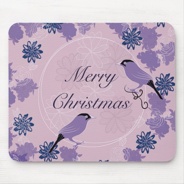 fröhliche Weihnachten, Weihnachten, Vögel, Blume,  Mousepad (Vorne)