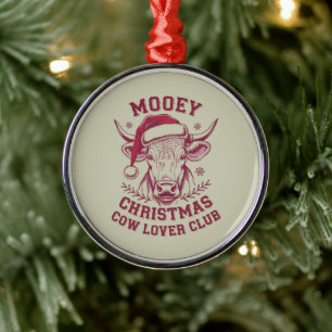 Fröhliche Weihnachten Western Cow Lover Club Xmas  Ornament Aus Metall