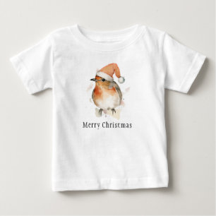 Fröhliche Weihnachten Winter Rotkehlchen Vogel Wil Baby T-shirt