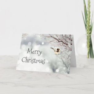 Fröhliche Weihnachten Winterfrost Vogel Schrift