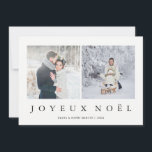 Fröhliche Weihnachten Wird French Modern Christmas<br><div class="desc">This elegant,  einfache Christmas card feature two of your personal fotos und "Fröhliche Weihnachten" in modern black text. The back contains a trendy leafy design for a totally stylish holiday look.</div>