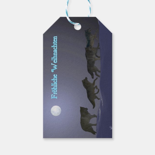 Frohliche Weihnachten - Wolf Pack Geschenkanhänger (Vorderseite)
