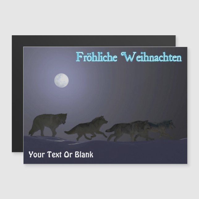 Fröhliche Weihnachten - Wolf Pack Magnetkarte (Vorne/Hinten)