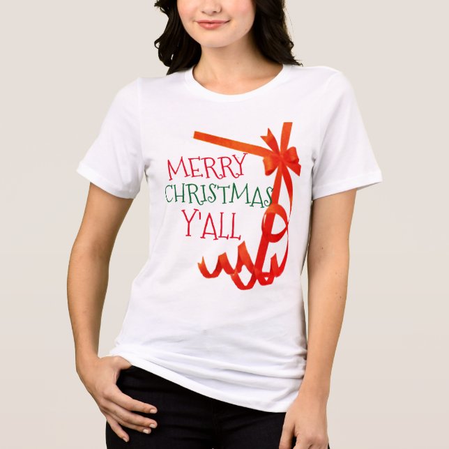 fröhliche Weihnachten y'all Geschenkverpackung Shi Tri-Blend Shirt (Vorderseite)