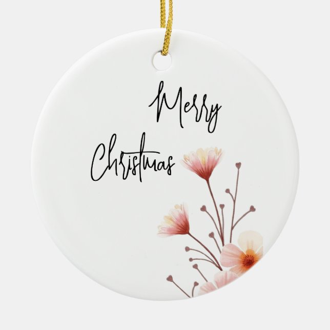 Fröhliche Weihnachts-Familie Neujahrsbotschaft Keramik Ornament (Vorne)