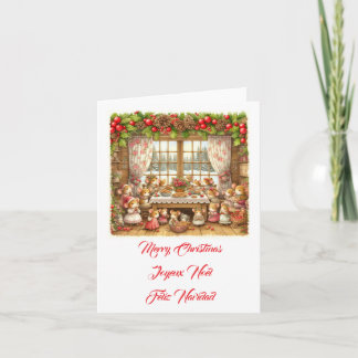 Fröhliche Weihnachts-Familienmäuse-Illustration Einladung