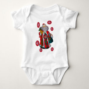 Fröhliche Weihnachts-Farben Weihnachtsmann Kunst, Baby Strampler