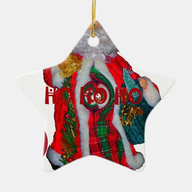 Fröhliche Weihnachts-Farben Weihnachtsmann Kunst,  Keramik Ornament (Vorne)