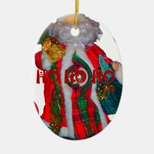 Fröhliche Weihnachts-Farben Weihnachtsmann Kunst,  Keramikornament