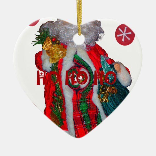 Fröhliche Weihnachts-Farben Weihnachtsmann Kunst,  Keramikornament (Vorne)