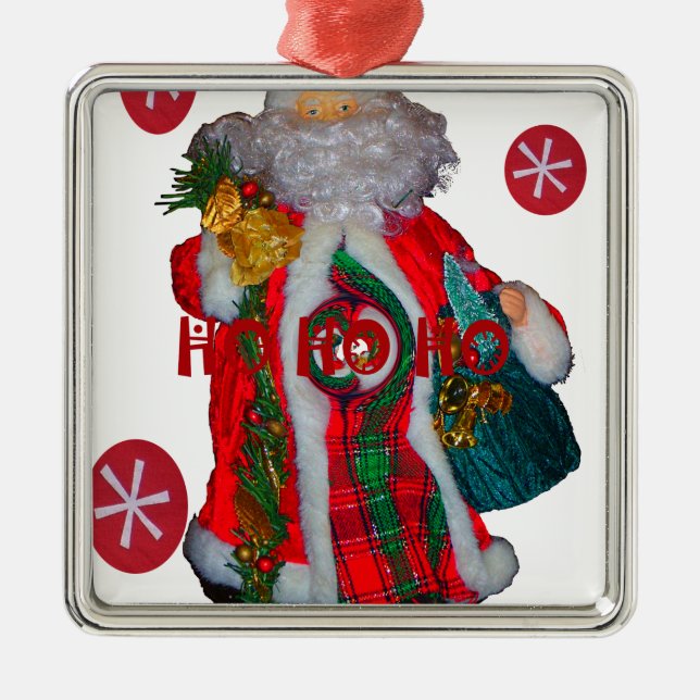 Fröhliche Weihnachts-Farben Weihnachtsmann Kunst,  Ornament Aus Metall (Vorne)