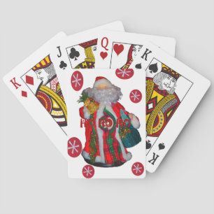 Fröhliche Weihnachts-Farben Weihnachtsmann Kunst, Spielkarten