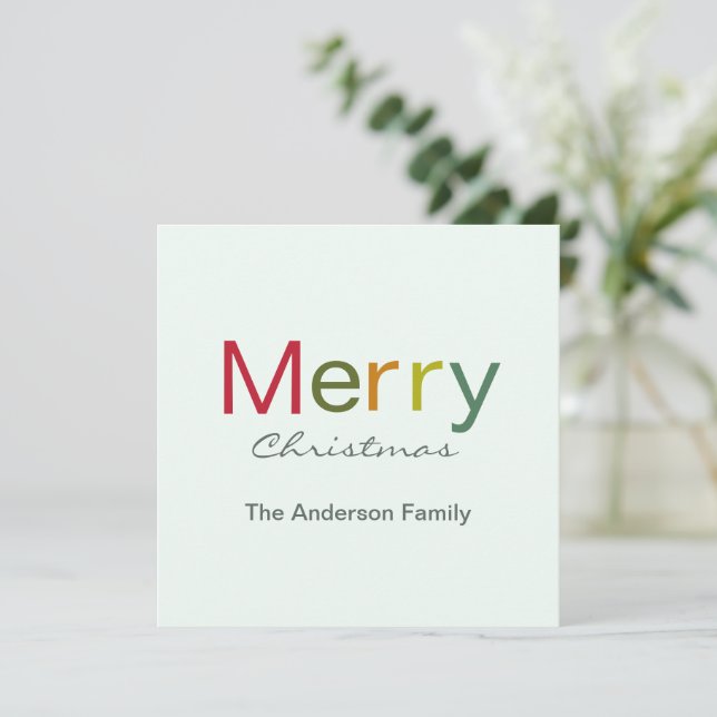 Fröhliche Weihnachts farbenfrohe Textfamilie Karte (Stehend Vorderseite)