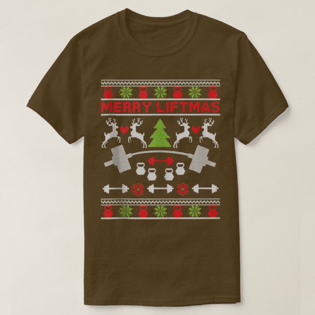 Fröhliche Weihnachts-Fitness-Workout Weihnachtsblu T-Shirt (Design vorne)