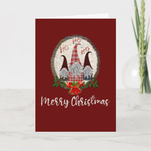 Fröhliche Weihnachts-Gnome Rot, Rustikal, Kariert, Karte