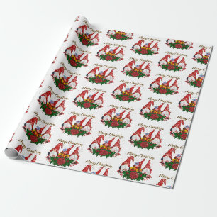 Fröhliche Weihnachts-Gnome Trendige Süße Lustige F Geschenkpapier