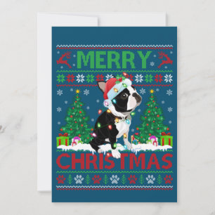 Fröhliche Weihnachts-Lighting Ugly Boston Terrier Einladung