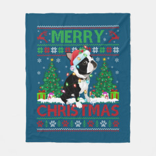Fröhliche Weihnachts-Lighting Ugly Boston Terrier Fleecedecke