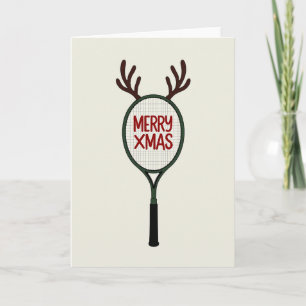 Fröhliche Weihnachts-Rentier-Tenniskarte Karte