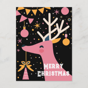 Fröhliche Weihnachts-Rosa Rentiere feierliche Dars Postkarte