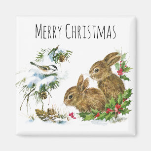 Fröhliche Weihnachtsbände und Vögel genießen Schne Magnet