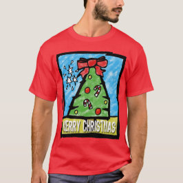 Fröhliche Weihnachtsbaum-Cartoon-Art T-Shirt
