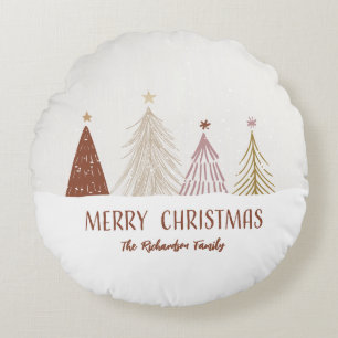 Fröhliche Weihnachtsbäume Feiertags-Personalisatio Rundes Kissen