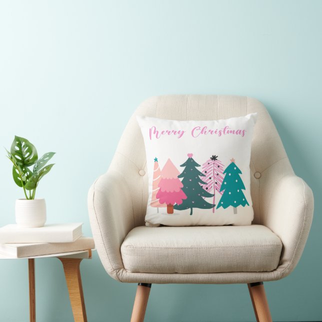 fröhliche Weihnachtsbäume in Rosa Kissen (Stuhl )