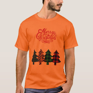 fröhliche Weihnachtsbäume kariert Zwei-Tone-Kaffee T-Shirt