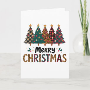 Fröhliche Weihnachtsbäume Leopard Karo Buffalo Xma Karte