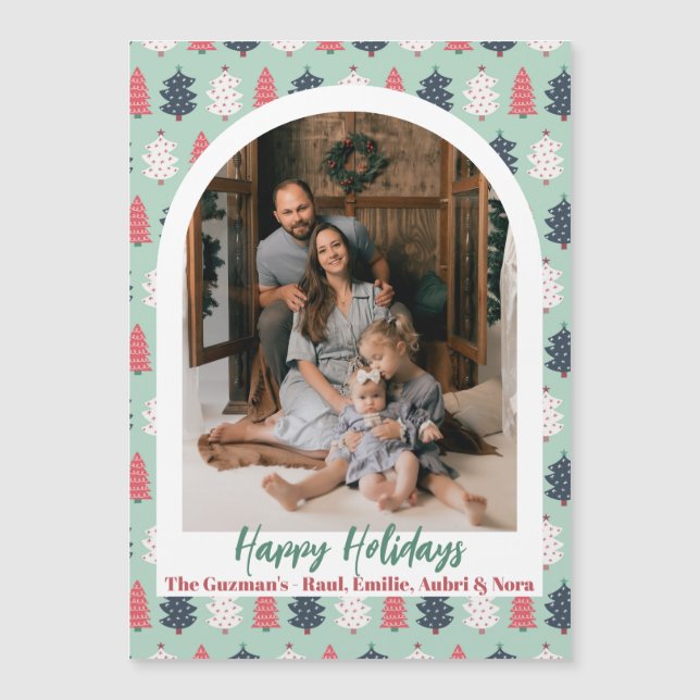 Fröhliche Weihnachtsbaumkarte Magnet (Vorderseite)
