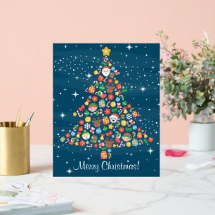 Fröhliche Weihnachtsbaummuster auf Blue Acrylschild