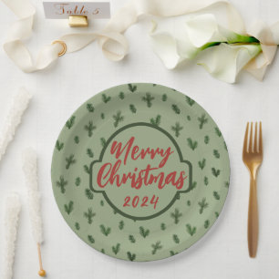 fröhliche Weihnachtsbaummuster Pappteller