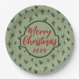 fröhliche Weihnachtsbaummuster Pappteller