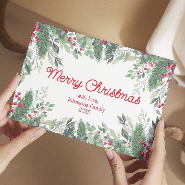 Fröhliche Weihnachtsbeeren, Aquarellbeeren, rot Postkarte (Von Creator hochgeladen)