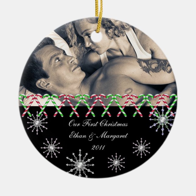 Fröhliche Weihnachtsbrauch-Bild-Schneeflocken Keramikornament (Vorne)