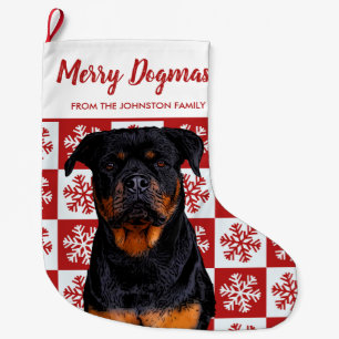 Fröhliche Weihnachtsdogmen Rottweiler Festlich Rot Großer Weihnachtsstrumpf