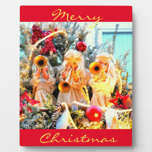 fröhliche Weihnachtsengel trompelnd Fotoplatte