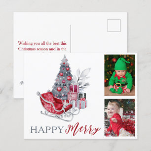 Fröhliche Weihnachtsfamilienfoto-Feiertage Feiertagspostkarte