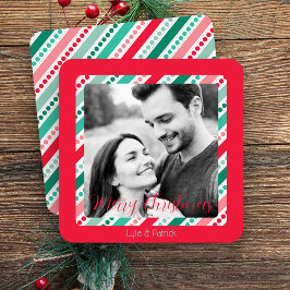 Fröhliche Weihnachtsfarben Flat Holiday Foto Card Feiertagskarte