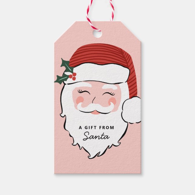 Fröhliche Weihnachtsfeier | Rosa und Rot | Von San Geschenkanhänger (Vorderseite)