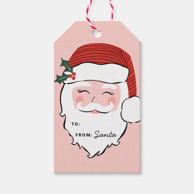 Fröhliche Weihnachtsfeier | Rosa und Rot | Von San Geschenkanhänger (Vorderseite)