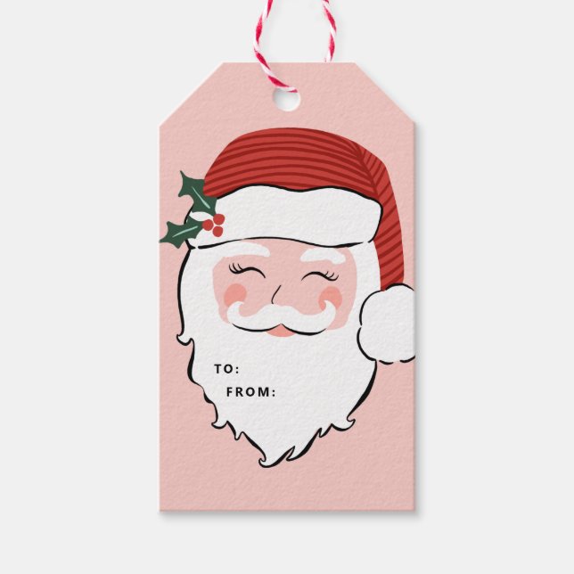 Fröhliche Weihnachtsfeier | Rosa und rote Weihnach Geschenkanhänger (Vorderseite)