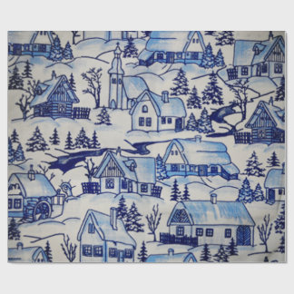 Fröhliche Weihnachtsferien Olde-World Winterdorf Geschenkpapier