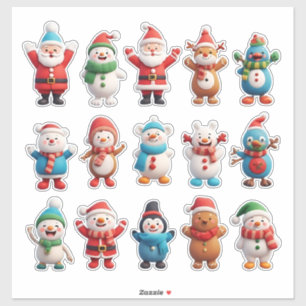 Fröhliche Weihnachtsfiguren Aufkleber