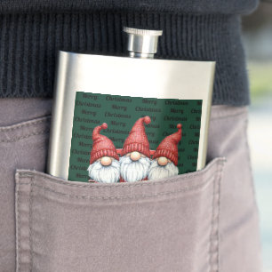 Fröhliche Weihnachtsgnome im Lastwagen Flachmann
