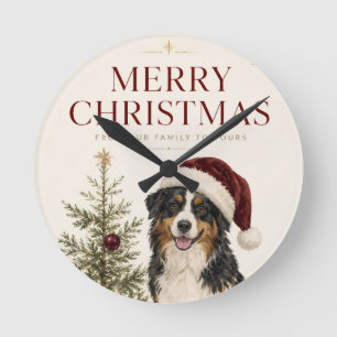 Fröhliche Weihnachtsgrüße für Hundebesitzer Runde Wanduhr
