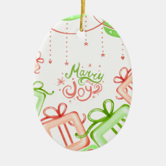 Fröhliche Weihnachtsgrüße mit Geschenken Design Keramik Ornament