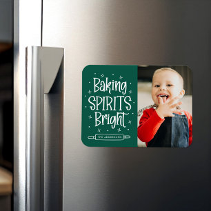 Fröhliche Weihnachtsgrüße mit grünem Feiertagsfoto Magnet